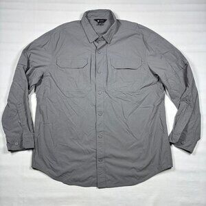 Alaskan Hardgear Gray Ripstop Nylon L/S Button Shirt Outdoor Work Wear Mens XL